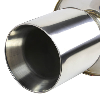 D-Motoring - Cat Back Exhaust System - W/ 4 Rolled Muffler Tip - Stainless Steel - 01-05 Honda Civic DX LX 2DR / 4DR - 3