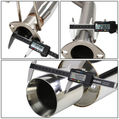 D-Motoring - Cat Back Exhaust System - W/ 4 Rolled Muffler Tip - Stainless Steel - 01-05 Honda Civic DX LX 2DR / 4DR - 5