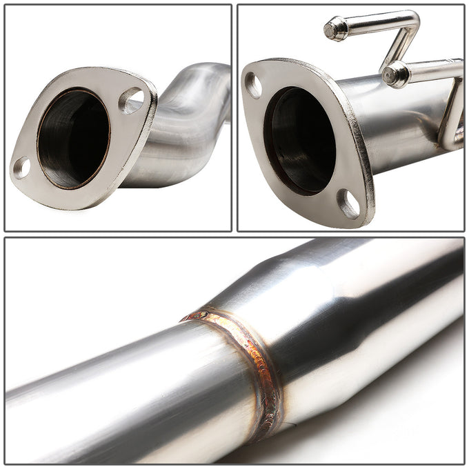 D-Motoring - Cat Back Exhaust System - W/ 4 Muffler Tip - Stainless Steel - 02-05 Honda Civic Si Hatchback EP3 - 2