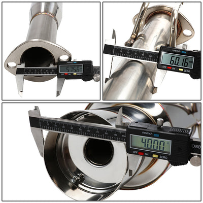 D-Motoring - Cat Back Exhaust System - W/ 4 Muffler Tip - Stainless Steel - 02-05 Honda Civic Si Hatchback EP3 - 3