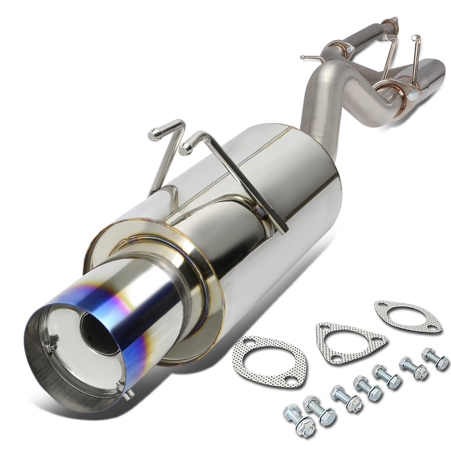 D-Motoring - Cat Back Exhaust System - W/ 4 Muffler Tip - Stainless Steel - 06-11 Civic SI FG2 - 1