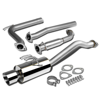 D-Motoring - Cat Back Exhaust System - W/ 4 Rolled Muffler Tip - Stainless Steel - 12-15 Civic SI 4Dr - 1