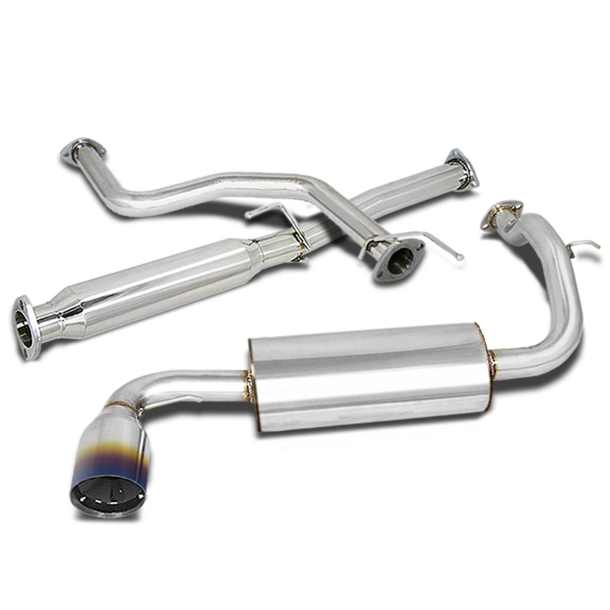 D-Motoring - Cat Back Exhaust System - W/ 4.5 Burnt Muffler Tip - Stainless Steel - 88-91 Honda Civic Base - 1
