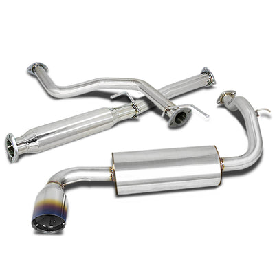 D-Motoring - Cat Back Exhaust System - W/ 4.5 Burnt Muffler Tip - Stainless Steel - 88-91 Honda Civic Base - 1
