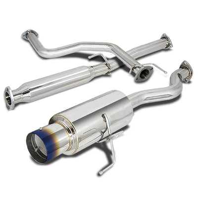 D-Motoring - Cat Back Exhaust System - W/ 4.5 Burnt Muffler Tip - Stainless Steel - 92-00 Honda Civic 2- / 4-Door - 1
