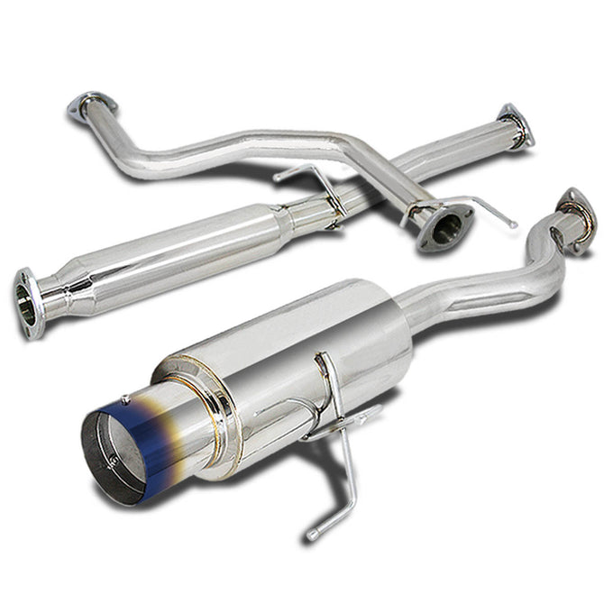 D-Motoring - Cat Back Exhaust System - W/ 4.5 Burnt Muffler Tip - Stainless Steel - 92-00 Honda Civic 2- / 4-Door - 1