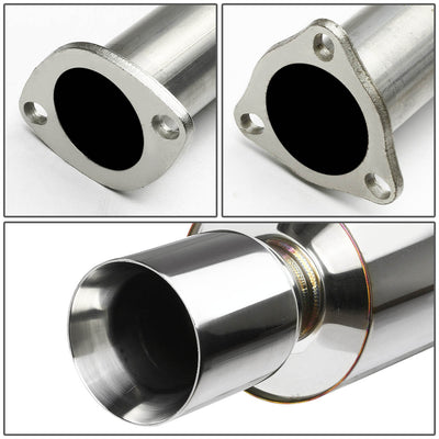 D-Motoring - Cat Back Exhaust System - W/ 4 Rolled Muffler Tip - Stainless Steel - 92-00 Honda Civic 2- / 4-Door - 2