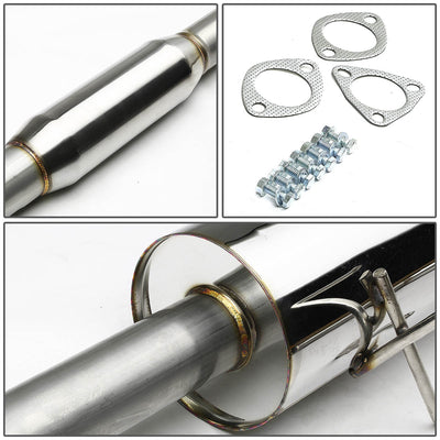 D-Motoring - Cat Back Exhaust System - W/ 4 Rolled Muffler Tip - Stainless Steel - 92-00 Honda Civic 2- / 4-Door - 3