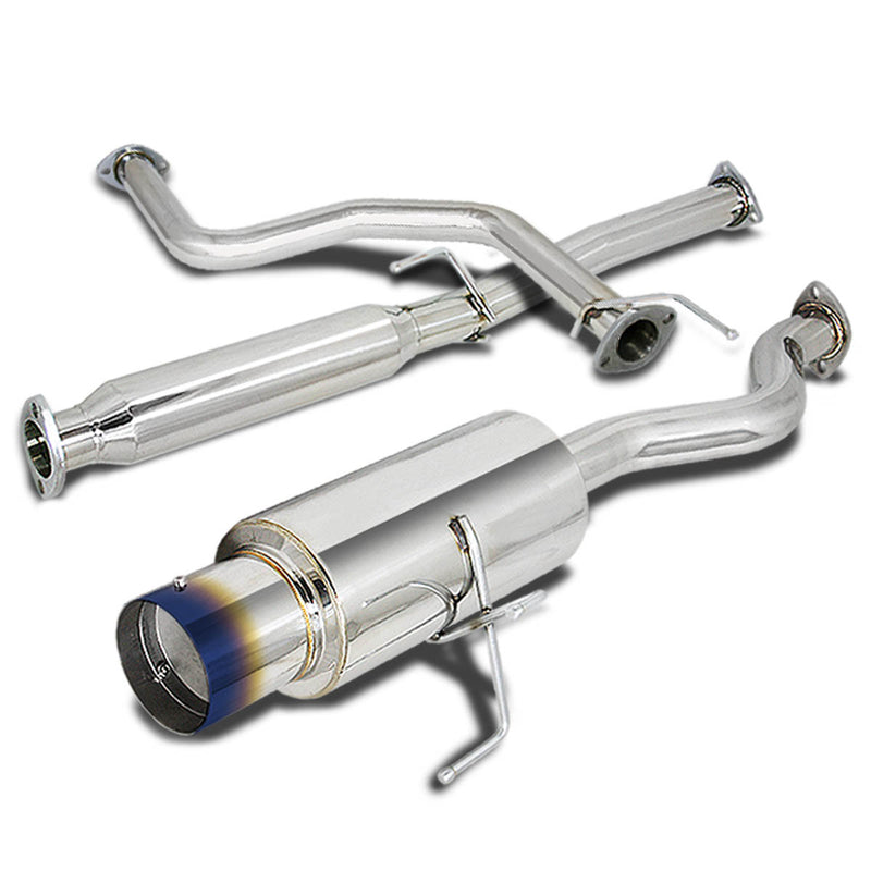 D-Motoring - Cat Back Exhaust System - W/ 4.5 Burnt Muffler Tip - Stainless Steel - 92-95 Honda Civic 3-Door Hatchback - 1