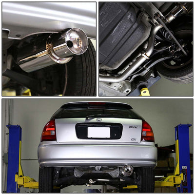 D-Motoring - Cat Back Exhaust System - W/ 4.5 Muffler Tip - Stainless Steel - 96-00 Honda Civic 3-Door Hatchback - 4