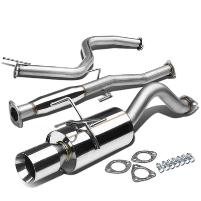 D-Motoring - Cat Back Exhaust System - W/ 4 Rolled Muffler Tip - Stainless Steel - 96-00 Honda Civic 3-Door Hatchback - 1
