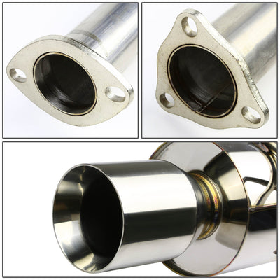 D-Motoring - Cat Back Exhaust System - W/ 4 Rolled Muffler Tip - Stainless Steel - 96-00 Honda Civic 3-Door Hatchback - 2
