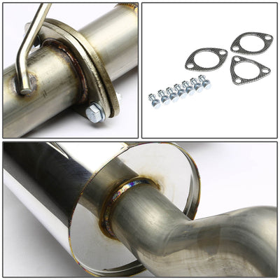 D-Motoring - Cat Back Exhaust System - W/ 4 Rolled Muffler Tip - Stainless Steel - 96-00 Honda Civic 3-Door Hatchback - 4