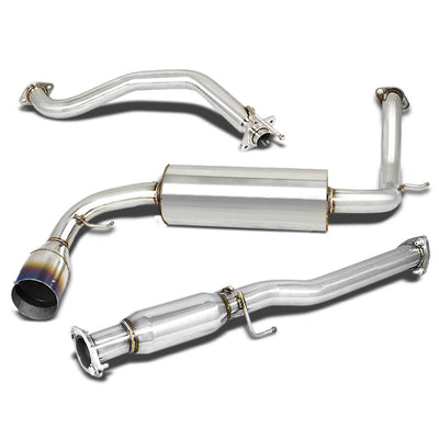 D-Motoring - Cat Back Exhaust System - W/ 4.5 Burnt Muffler Tip - Stainless Steel - 88-91 Honda CR-X ED8 / ED9 - 1