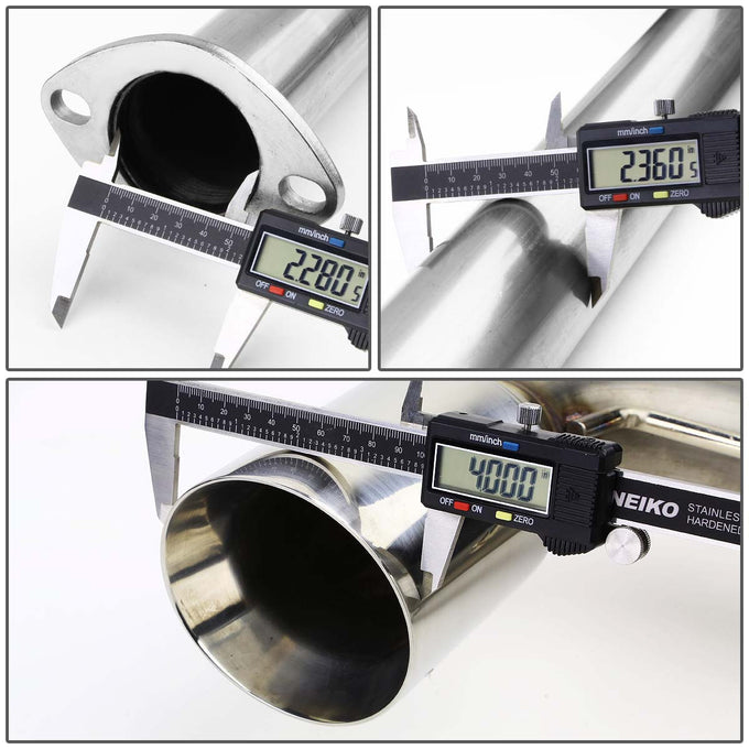 D-Motoring - Cat Back Exhaust System - W/ 4 Rolled Muffler Tip - Stainless Steel - 88-91 Honda CR-X ED8 / ED9 - 6