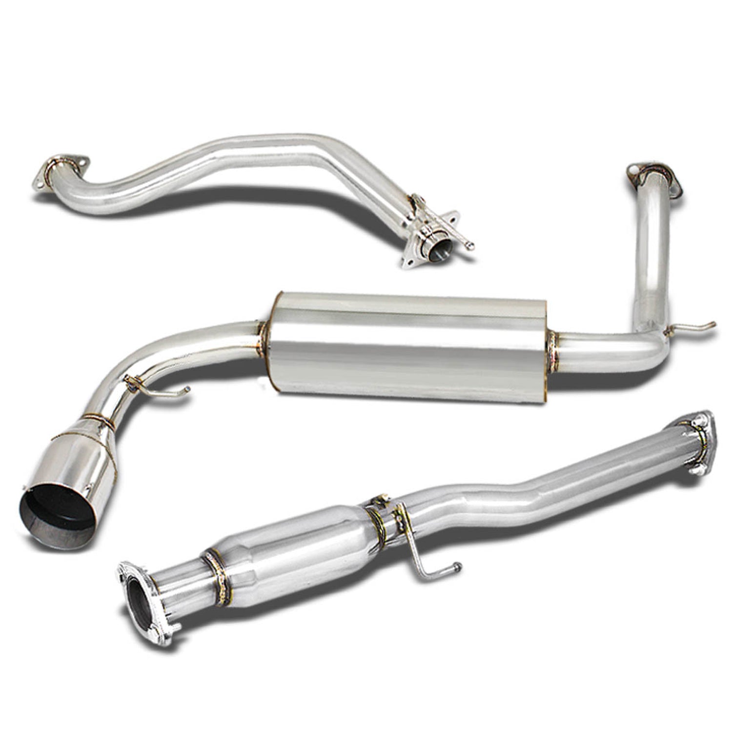 D-Motoring - Cat Back Exhaust System - W/ 4.5 Muffler Tip - Stainless Steel - 88-91 Honda CR-X ED8 / ED9 - 1