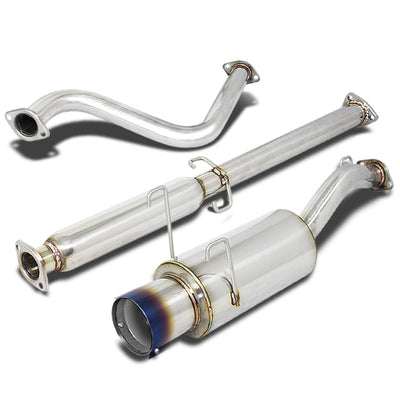 D-Motoring - Cat Back Exhaust System - W/ 4.5 Burnt Muffler Tip - Stainless Steel - 93-97 Honda Del Sol - 1