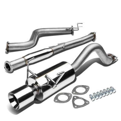 D-Motoring - Cat Back Exhaust System - W/ 4 Rolled Muffler Tip - Stainless Steel - 93-97 Honda Del Sol - 1
