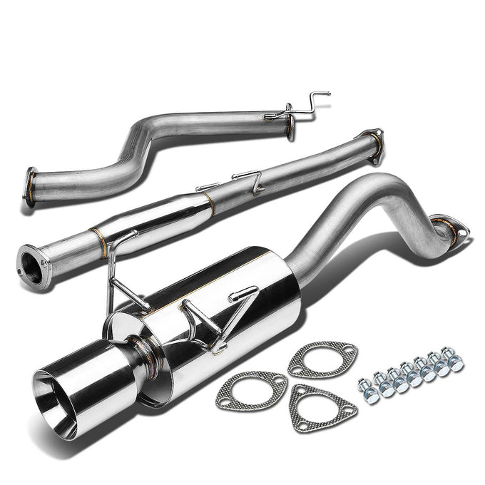D-Motoring - Cat Back Exhaust System - W/ 4 Rolled Muffler Tip - Stainless Steel - 93-97 Honda Del Sol - 1