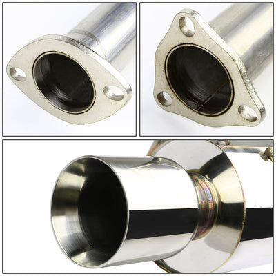 D-Motoring - Cat Back Exhaust System - W/ 4 Rolled Muffler Tip - Stainless Steel - 93-97 Honda Del Sol - 2
