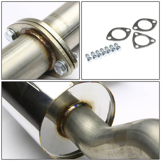 D-Motoring - Cat Back Exhaust System - W/ 4 Rolled Muffler Tip - Stainless Steel - 93-97 Honda Del Sol - 4