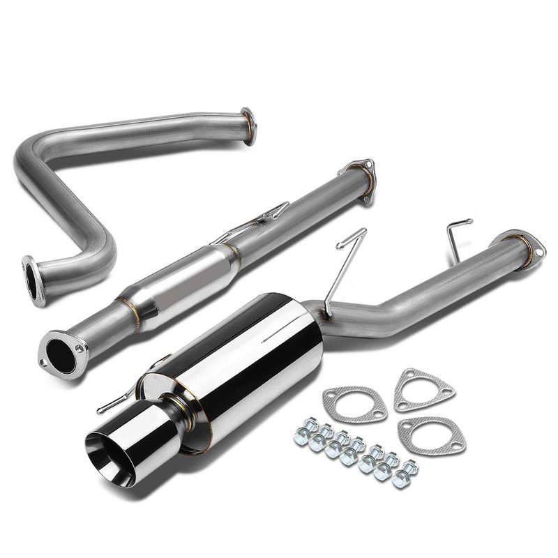 D-Motoring - Cat Back Exhaust System - W/ 4 Rolled Muffler Tip - Stainless Steel - 92-96 Honda Prelude - 1