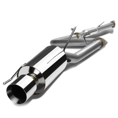D-Motoring - Cat Back Exhaust System - W/ 4 Rolled Muffler Tip - Stainless Steel - 92-96 Honda Prelude - 3