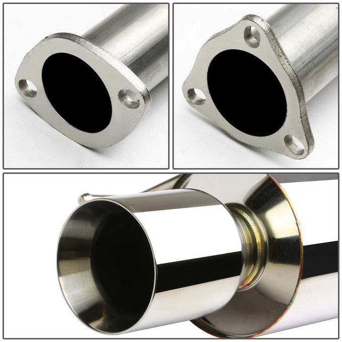 D-Motoring - Cat Back Exhaust System - W/ 4 Rolled Muffler Tip - Stainless Steel - 92-96 Honda Prelude - 2