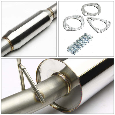 D-Motoring - Cat Back Exhaust System - W/ 4 Rolled Muffler Tip - Stainless Steel - 92-96 Honda Prelude - 4