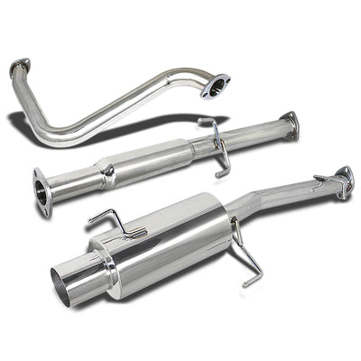 D-Motoring - Cat Back Exhaust System - W/ 4 Muffler Tip - Stainless Steel - 92-96 Honda Prelude - 1