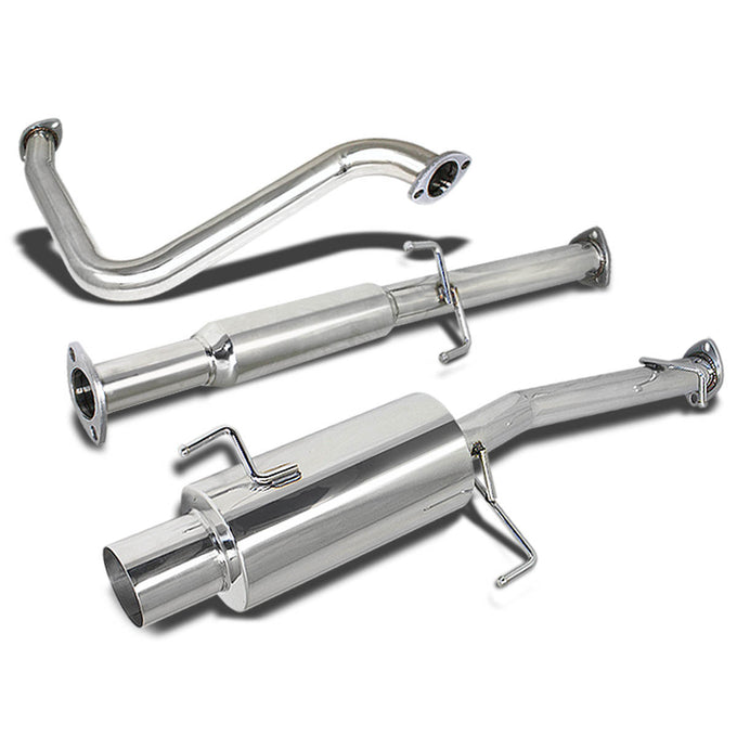 D-Motoring - Cat Back Exhaust System - W/ 4 Muffler Tip - Stainless Steel - 92-96 Honda Prelude - 1
