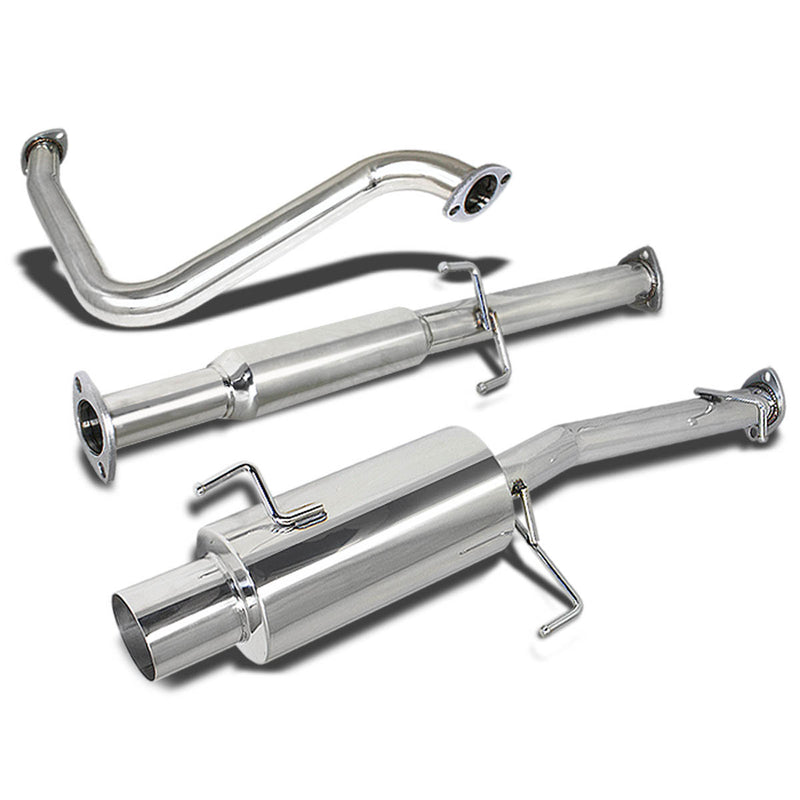D-Motoring - Cat Back Exhaust System - W/ 4 Muffler Tip - Stainless Steel - 92-96 Honda Prelude - 1