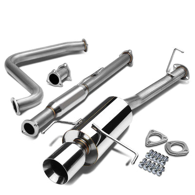 D-Motoring - Cat Back Exhaust System - W/ 4 Rolled Muffler Tip - Stainless Steel - 97-01 Honda Prelude Coupe 2.2L - 1