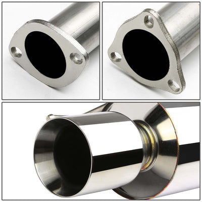 D-Motoring - Cat Back Exhaust System - W/ 4 Rolled Muffler Tip - Stainless Steel - 97-01 Honda Prelude Coupe 2.2L - 2