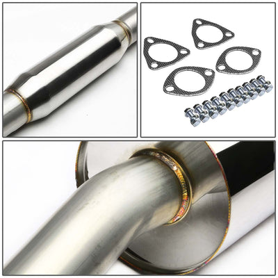 D-Motoring - Cat Back Exhaust System - W/ 4 Rolled Muffler Tip - Stainless Steel - 97-01 Honda Prelude Coupe 2.2L - 4