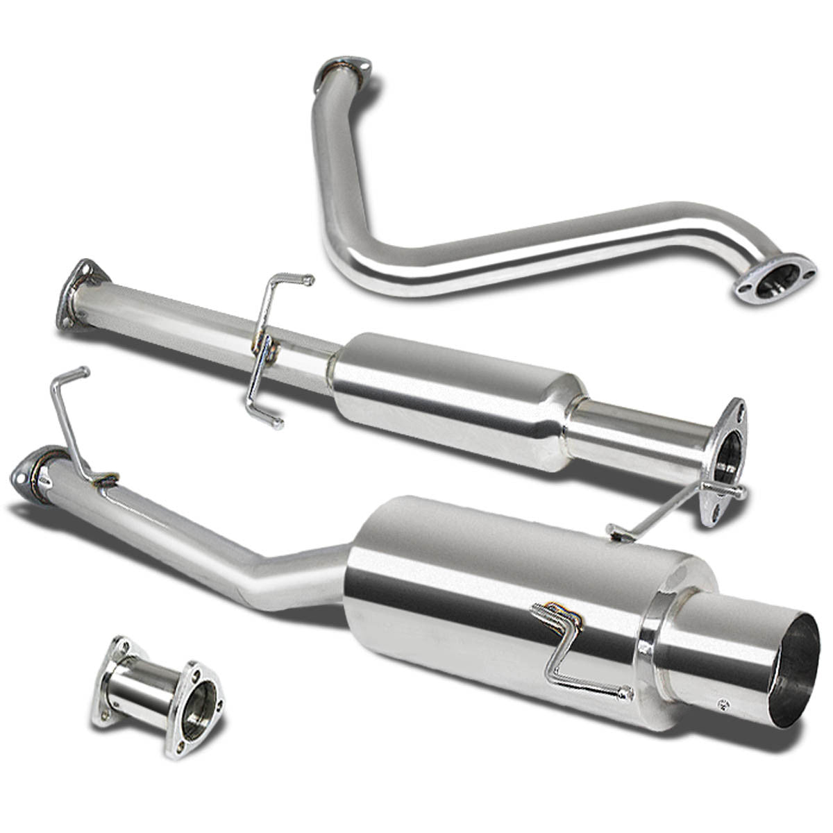 D-Motoring - Cat Back Exhaust System - W/ 4 Muffler Tip - Stainless Steel - 97-01 Honda Prelude Coupe 2.2L - 2