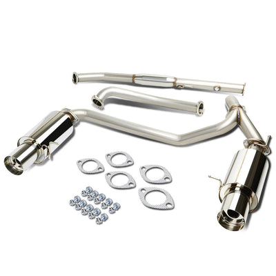 D-Motoring - Cat Back Exhaust System - W/ 4 Dual Diagonal Muffler Tips - Stainless Steel - 03-08 Hyundai Tiburon 2.0L L4 - 1