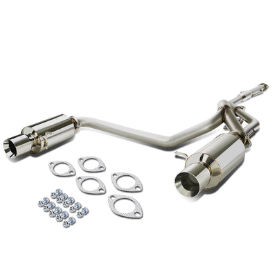 D-Motoring - Cat Back Exhaust System - W/ 4 Rolled Muffler Tip - Stainless Steel - 03-08 Hyundai Tiburon 2.0L L4 - 1