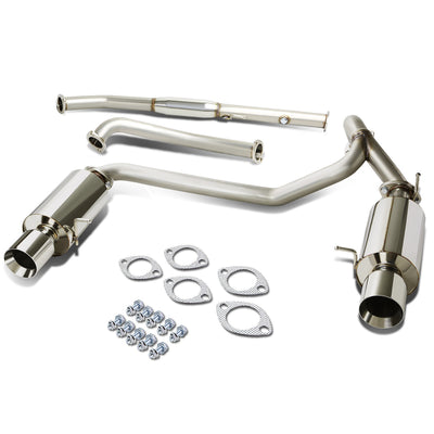 D-Motoring - Cat Back Exhaust System - W/ 4 Rolled Muffler Tip - Stainless Steel - 03-08 Hyundai Tiburon 2.0L L4 - 3
