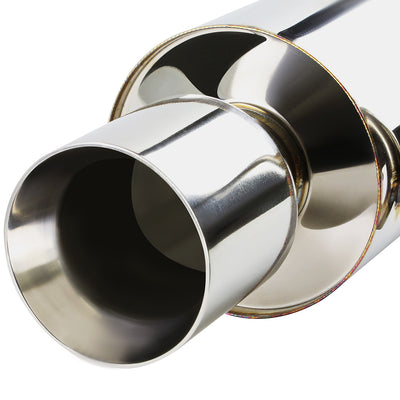D-Motoring - Cat Back Exhaust System - W/ 4 Rolled Muffler Tip - Stainless Steel - 03-08 Hyundai Tiburon 2.0L L4 - 2