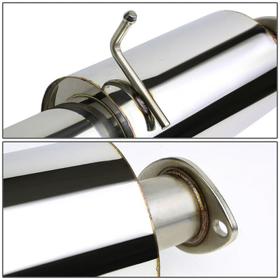 D-Motoring - Cat Back Exhaust System - W/ 4 Rolled Muffler Tip - Stainless Steel - 03-08 Hyundai Tiburon 2.0L L4 - 4