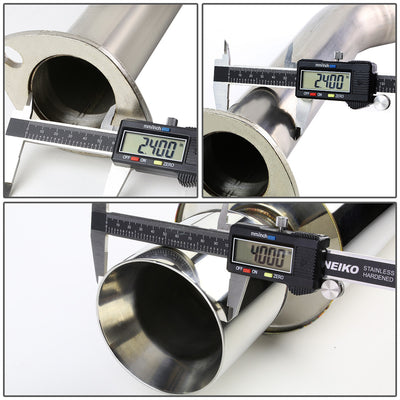 D-Motoring - Cat Back Exhaust System - W/ 4 Rolled Muffler Tip - Stainless Steel - 03-08 Hyundai Tiburon 2.0L L4 - 6