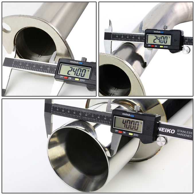 D-Motoring - Cat Back Exhaust System - W/ 4 Rolled Muffler Tip - Stainless Steel - 03-08 Hyundai Tiburon 2.0L L4 - 6