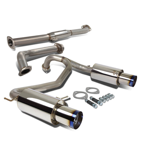 D-Motoring - Cat Back Exhaust System - W/ 4 Dual Burnt Muffler Tips - Stainless Steel - 03-06 Hyundai Tiburon V6 - 1