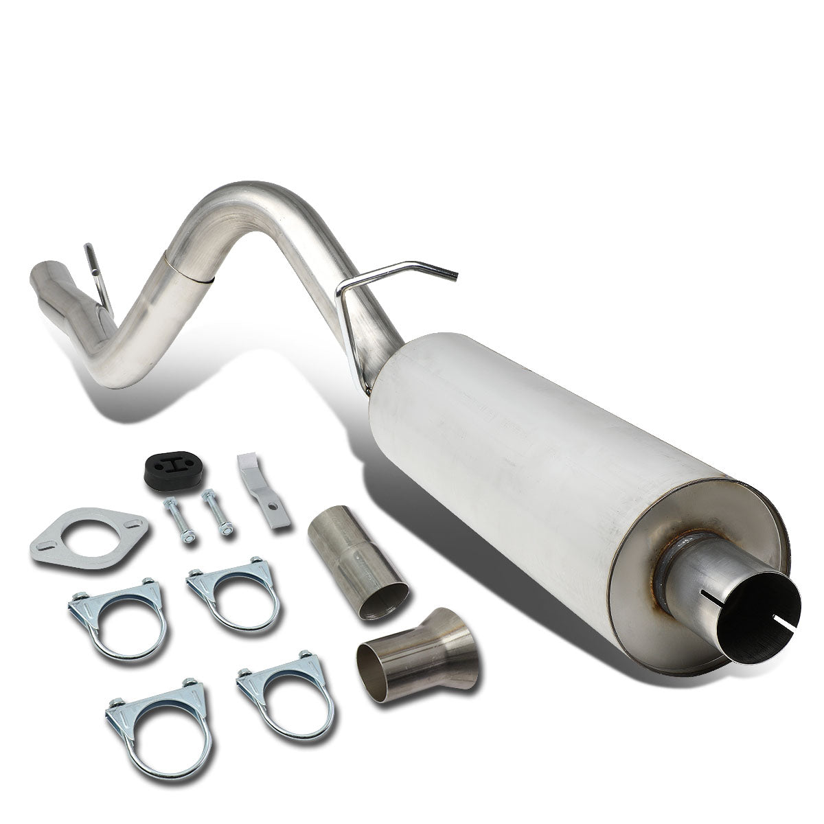 D-Motoring - Cat Back Exhaust System - W/ 2.5 Muffler Tip - Stainless Steel - 86-01 Jeep Cherokee 2.5L L4 - 1