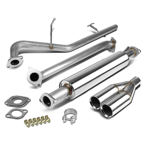 D-Motoring - Cat Back Exhaust System - W/ 2.5 Dual Muffler Tips - Stainless Steel - 2006-2011 Kia Rio - 1