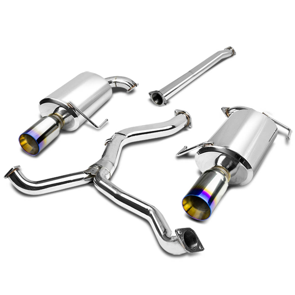 D-Motoring - Cat Back Exhaust System - W/ 4 Dual Burnt Muffler Tips - Stainless Steel - 05-09 Legacy Gt BL / BP - 1