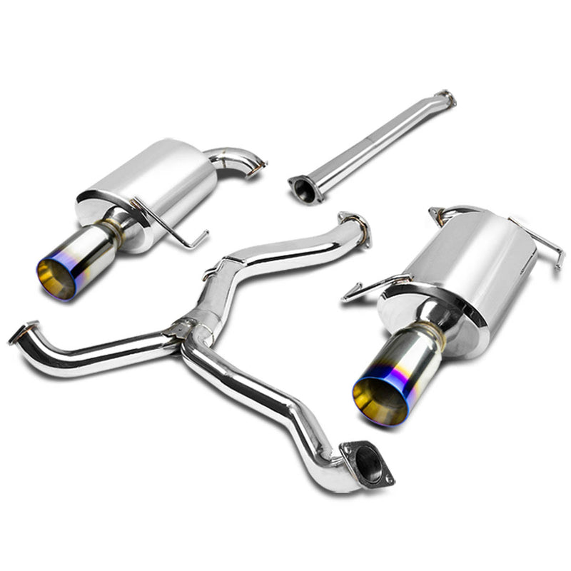 D-Motoring - Cat Back Exhaust System - W/ 4 Dual Burnt Muffler Tips - Stainless Steel - 05-09 Legacy Gt BL / BP - 1