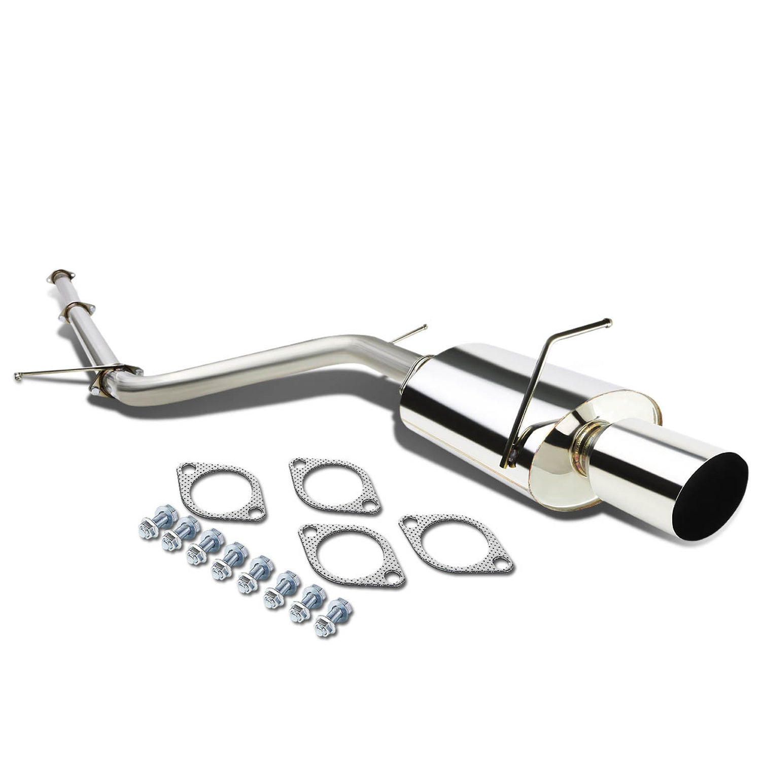 D-Motoring - Cat Back Exhaust System - W/ 4 Muffler Tip - Stainless Steel - 06-09 Mitsubishi Eclipse 2.4L L4 - 1