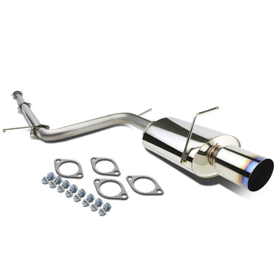 D-Motoring - Cat Back Exhaust System - W/ 4 Burnt Muffler Tip - Stainless Steel - 06-09 Mitsubishi Eclipse 2.4L L4 - 1